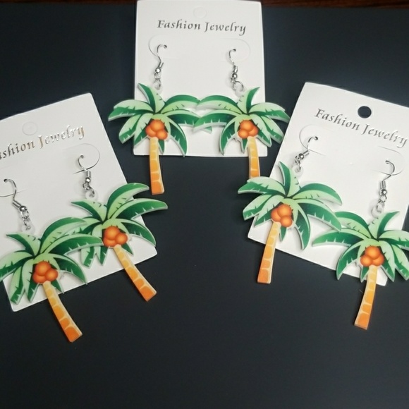 Creations by Crystal Rose, LLC Jewelry - 3 PACK Palm Palm Tree Earrings Lazer Printed
